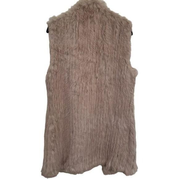 NEW Love Token Genuine Rabbit Fur Color Latte Winter Holiday Cozy Vest Size L - Picture 8 of 12